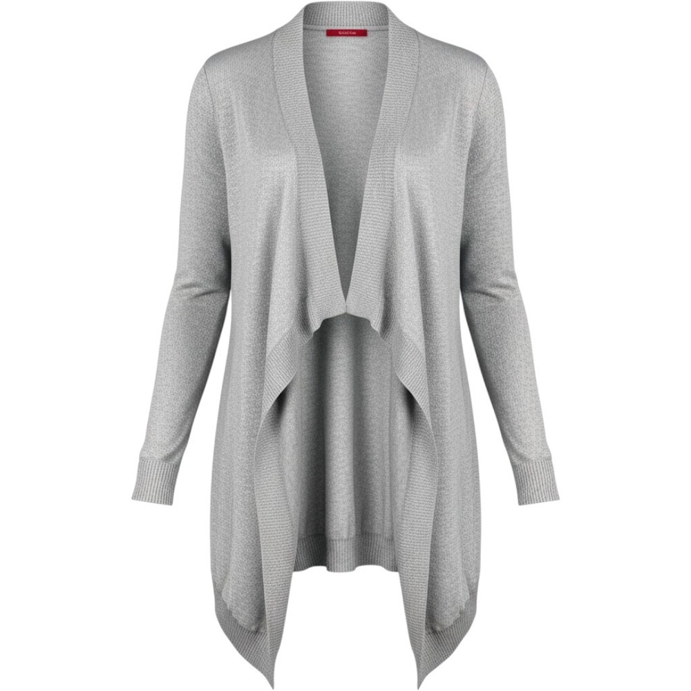 Velvet by Graham & Spencer Silver Silk Cashmere Draped Cardigan - Small